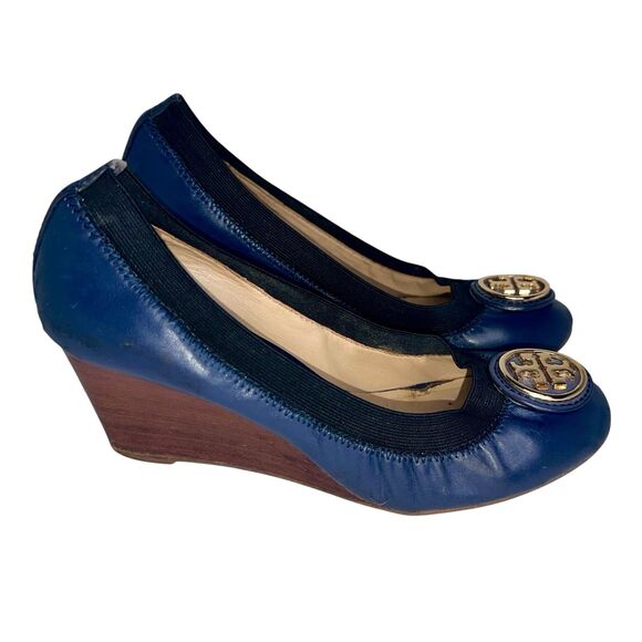 Tory Burch Caroline Navy Blue Ballet Pump Wedges Size 6M - Picture 3 of 8